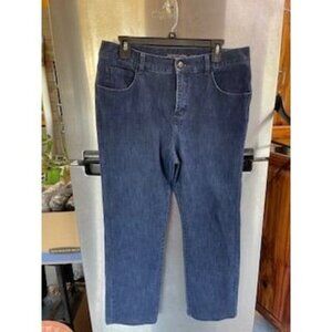 Soft Surroundings Women's High-Rise Straight Leg Jeans Size 14 Blue Denim Cotton